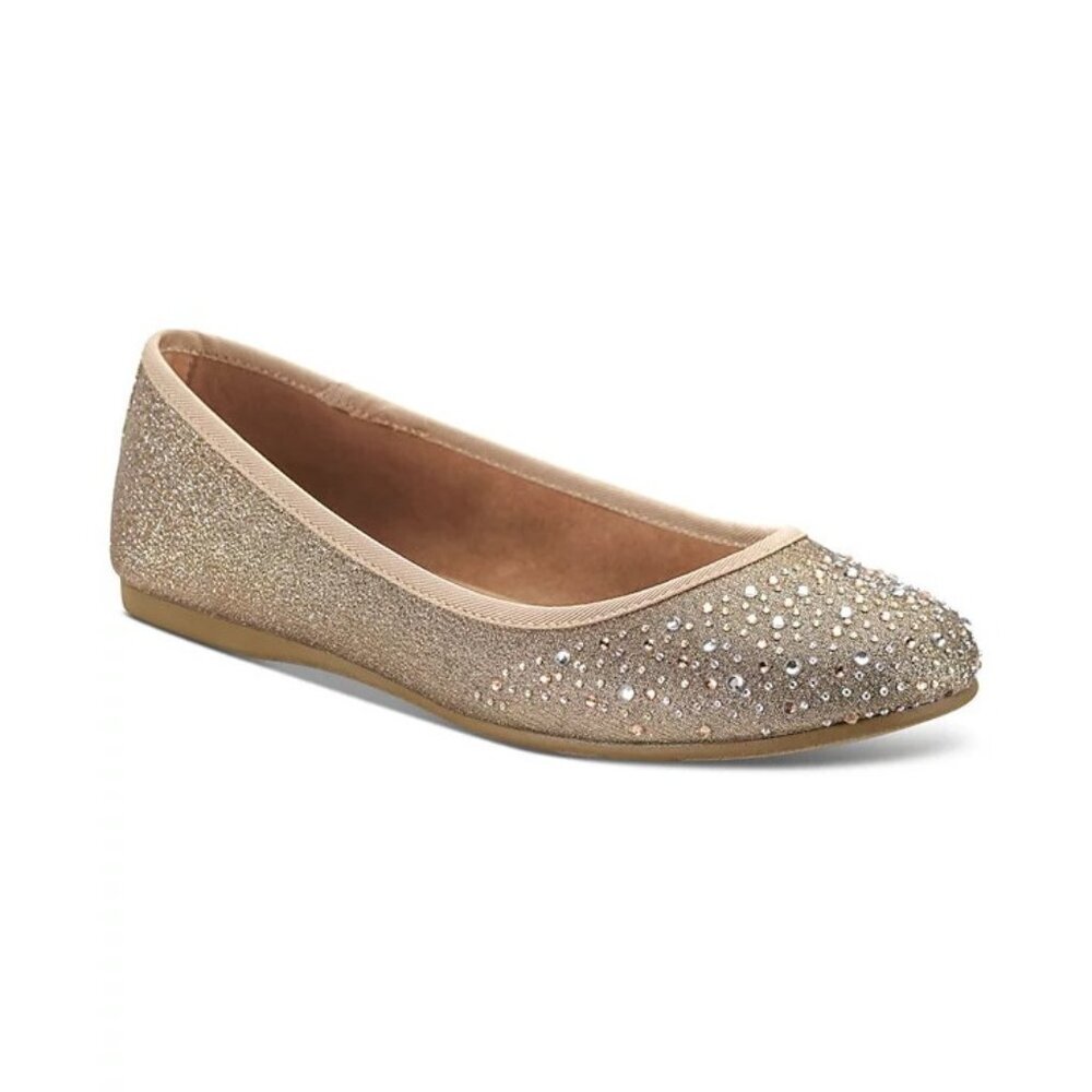 Style & Co‎ Womens Size 6.5M Angelynn Rhinestone Glitter Ballet Flats in Gold S4